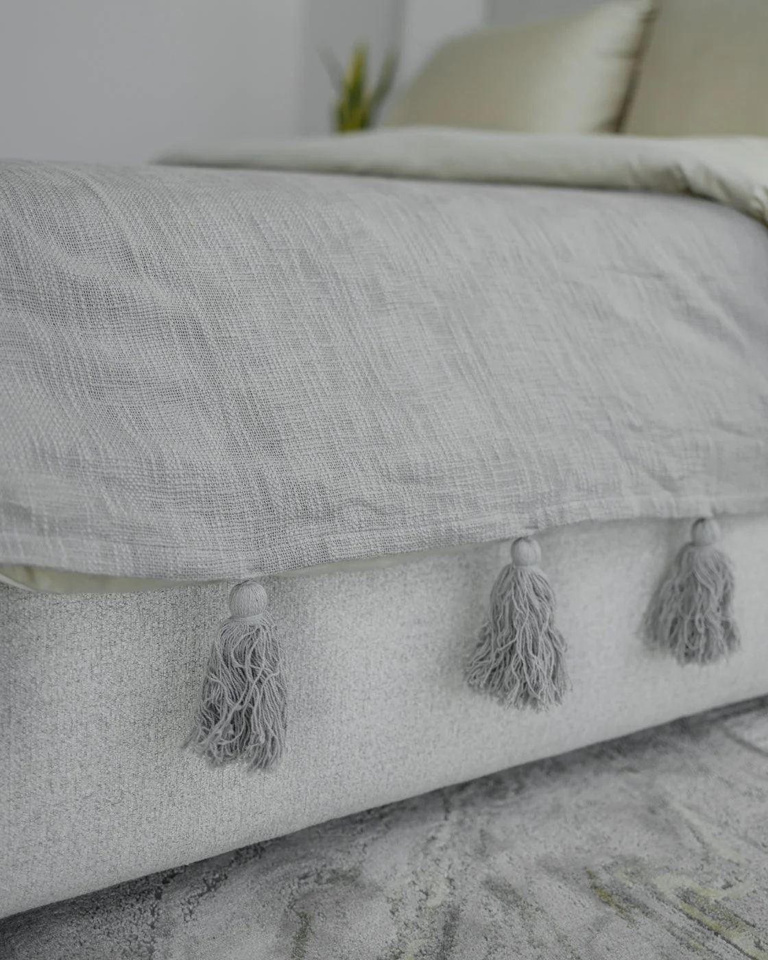 Chloe Organic Cotton Tassel Bed Throw Blanket - Image 3