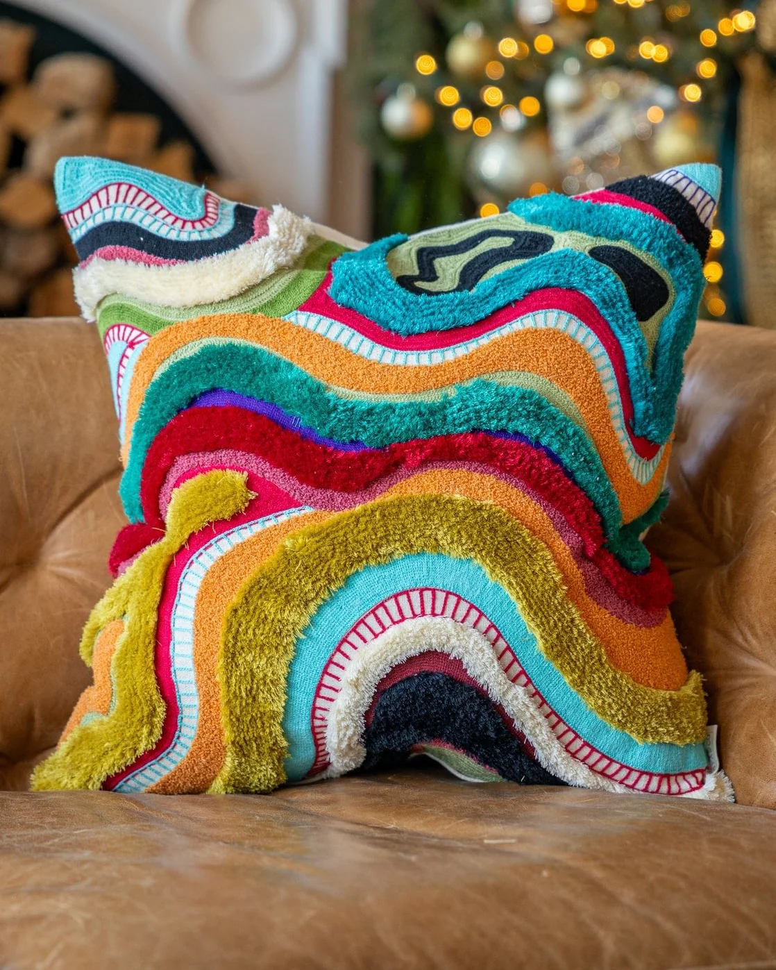 Echo Organic Cotton Abstract Throw Pillow - Image 3