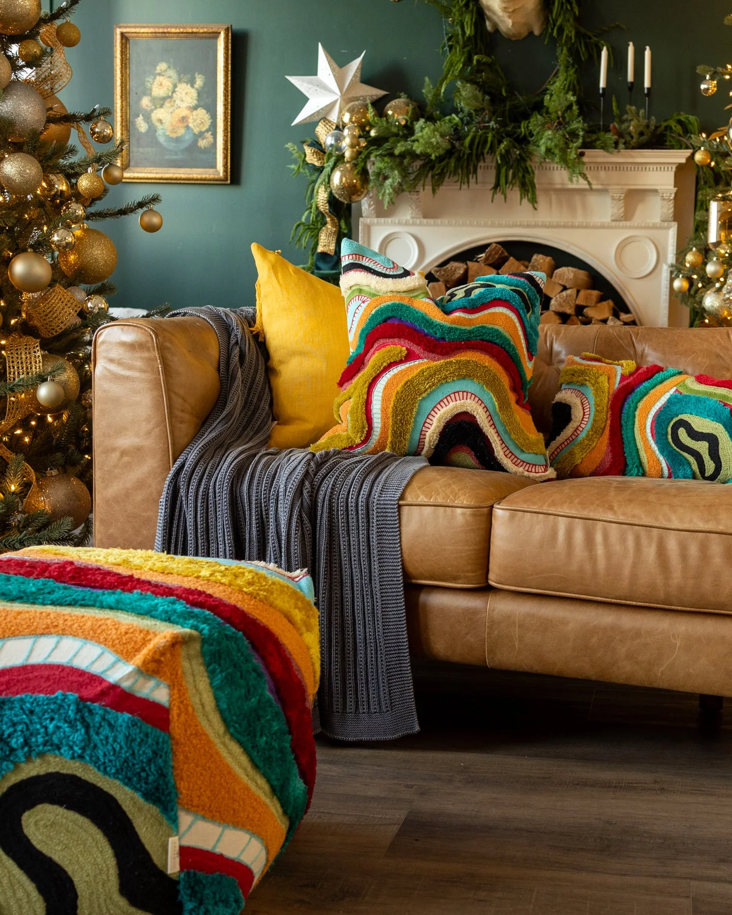 Echo Organic Cotton Abstract Throw Pillow - Image 7