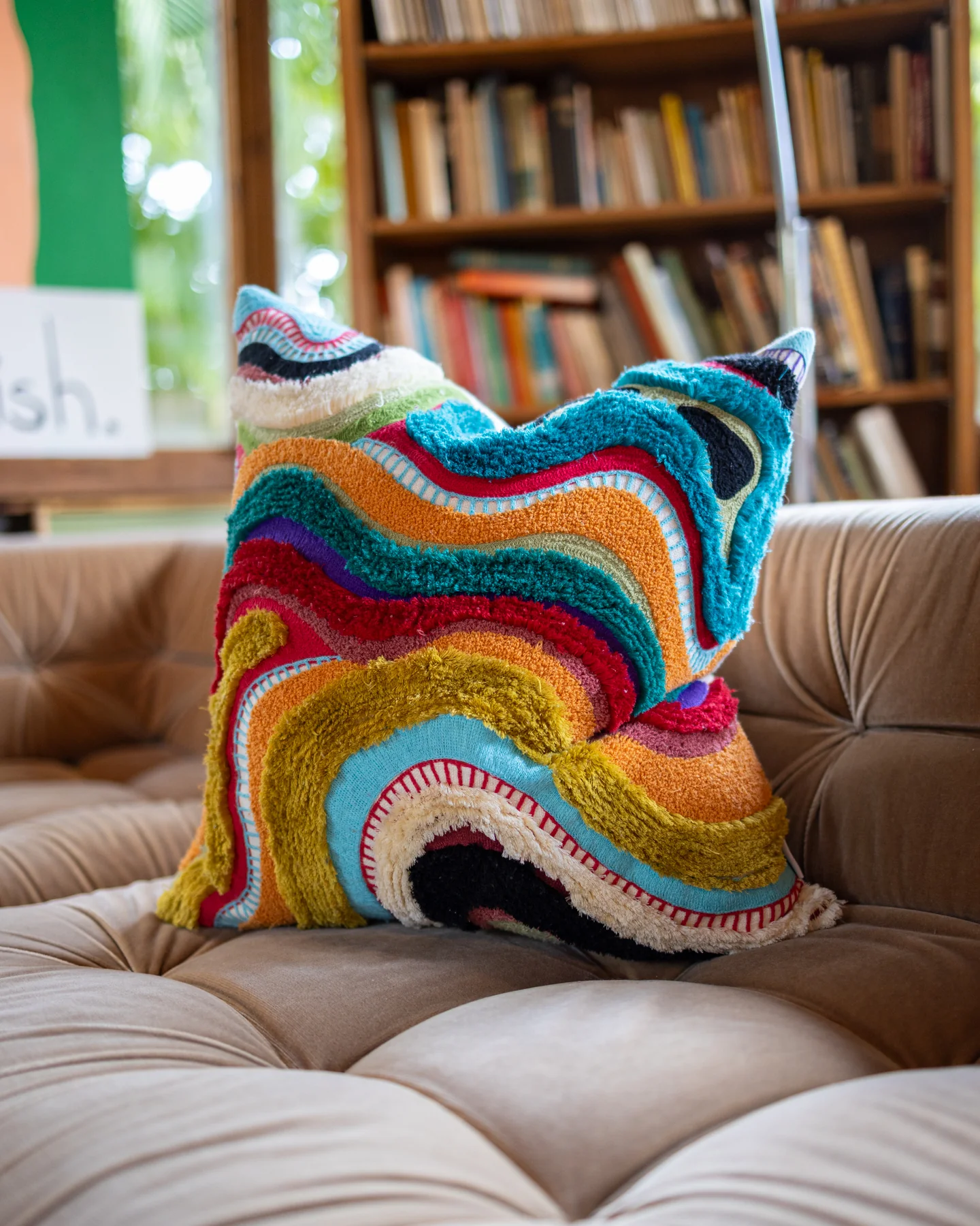 Echo Organic Cotton Abstract Throw Pillow - Image 4