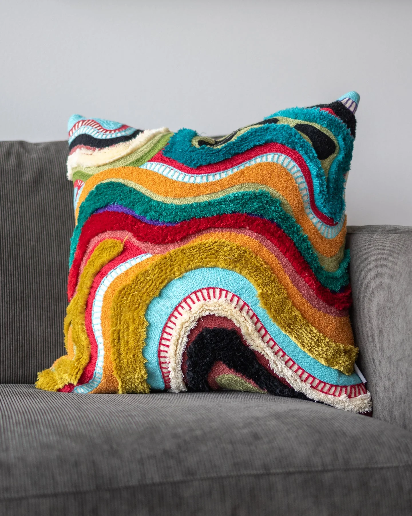 Echo Organic Cotton Abstract Throw Pillow - Image 8