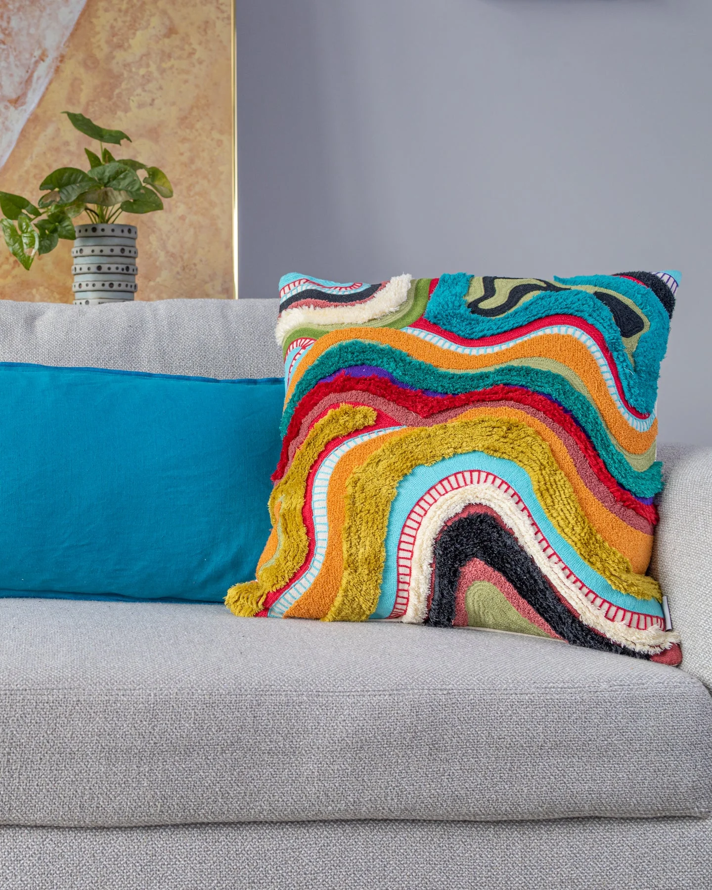Echo Organic Cotton Abstract Throw Pillow - Image 9