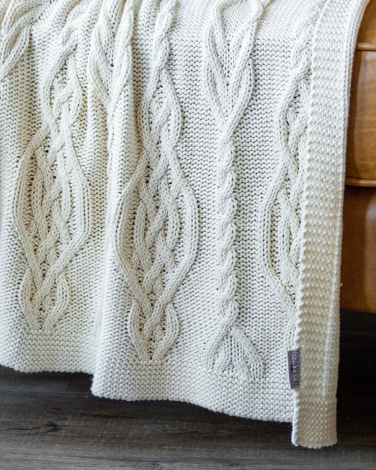 Lennox Organic Cotton Cable Knit Throw Blanket - Image 6